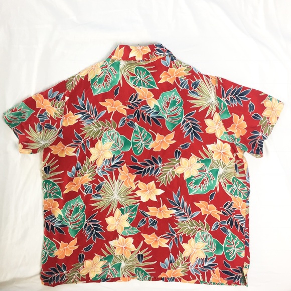 Tropical button-down red blouse - Picture 4 of 4